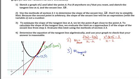 Secant And Tangent Lines Example Youtube