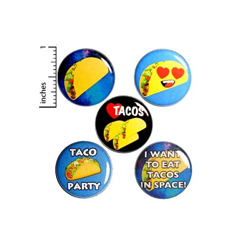 Taco Buttons Or Fridge Magnets 5 Pack Backpack Pins Etsy