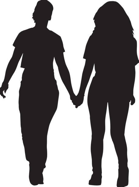 Silhouette Of Lesbians Holding Hands Illustrations Royalty Free Vector