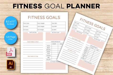 Fitness Goal Planner Workout Tracker Graphic By Rakibs · Creative Fabrica