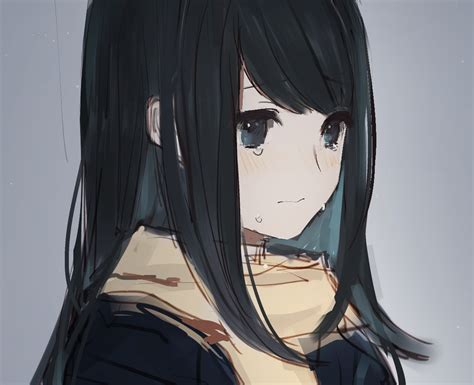 The Gallery For Sad Anime Girl Crying With Brown Hair And Blue Eyes
