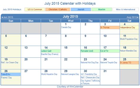 Print Friendly July 2015 Us Calendar For Printing