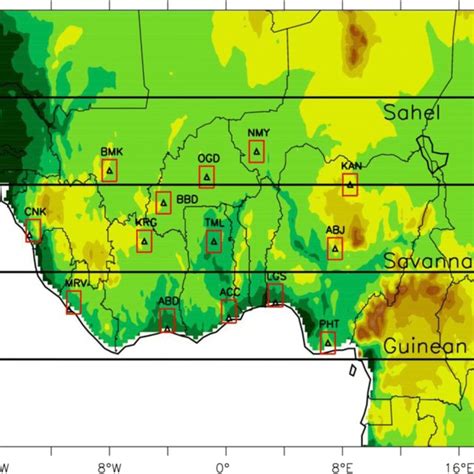 The Study Domain Showing The Topography Of West Africa In Metres The