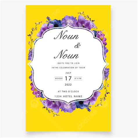Wedding Invitation With Blue Flowers Template Download On Pngtree