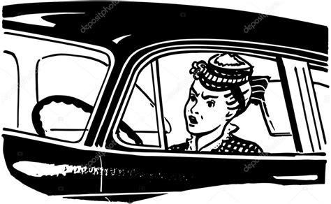 angry woman driving — stock vector © retroclipart 55675069