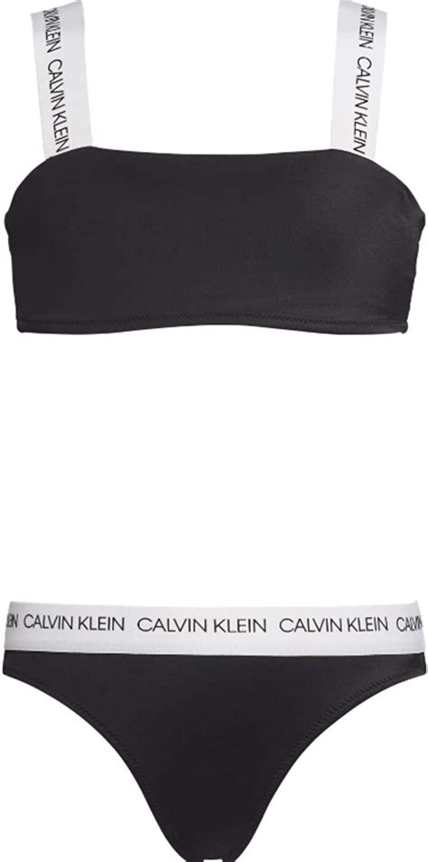 Calvin Klein Bandeau Bikini Set Black 10 12 Amazonde Bekleidung