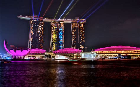 Download Wallpapers Marina Bay Sands 4k Hotel Night Modern