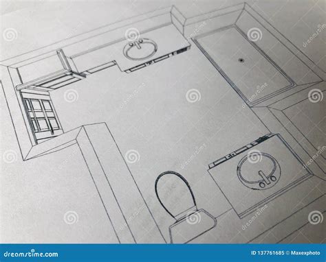 Blueprint For Bathroom Remodel Stock Image Image Of Sketch Remodel