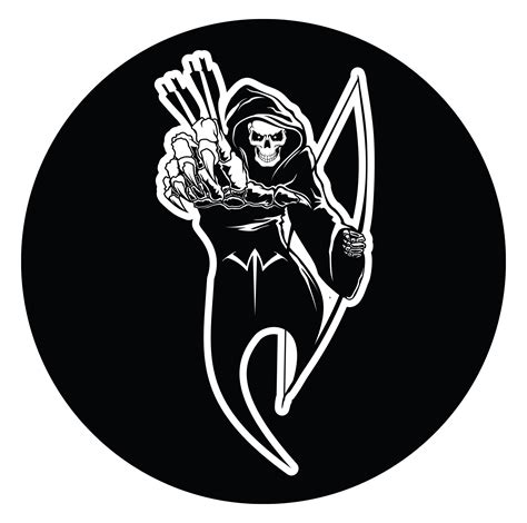 White Water Archery Circle Grim Reaper Archer Decal With Black