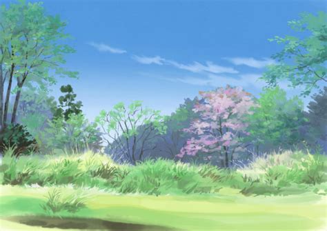 Safebooru Blue Sky Cherry Blossoms Clouds Commentary Request Day Grass Highres Hirota