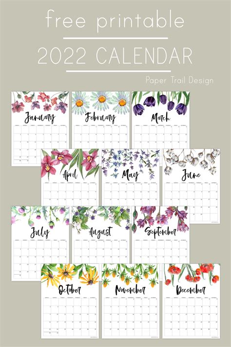 2022 Calendar Printable Free Template Paper Trail Design Images And Images