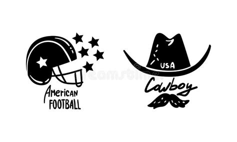 Usa Logo Badges Set American National Symbols Patriotic Independence