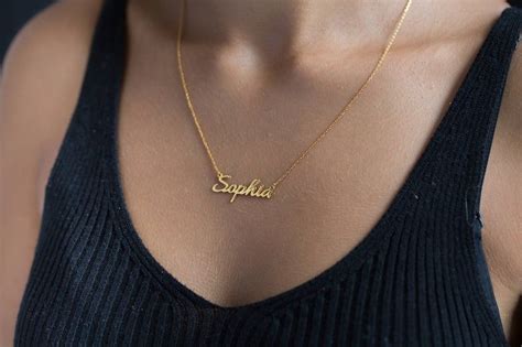 14k Solid Gold Name Necklace Personalized Necklace Gold Etsy