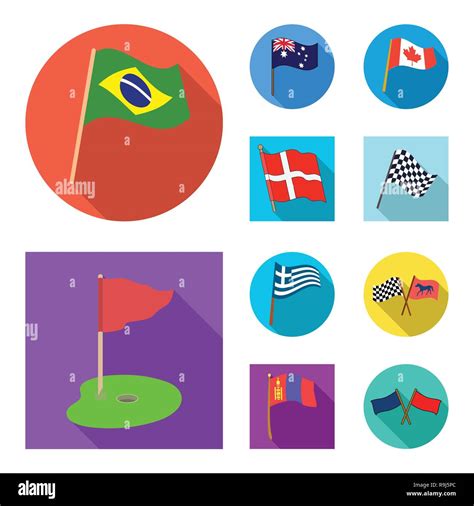 Vector Illustration Of World And Flag Sign Collection Of World And