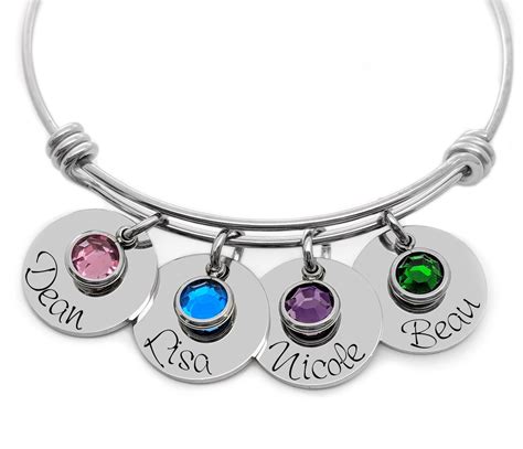 Birthstone Jewelry Mothers Bracelet With Kids Names Personalized