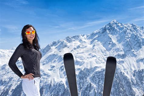 Beautiful Brunette Woman With Ski Stock Image Image Of Face Caucasian 83820507