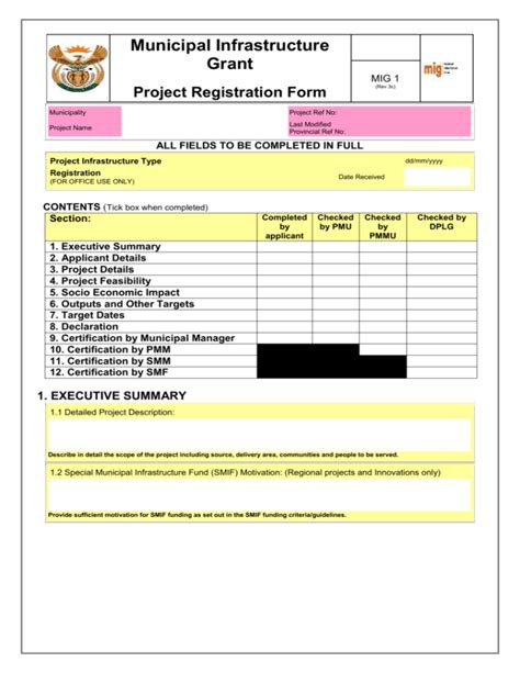 Municipal Infrstracture Grant Project Registration Form Rev 3b