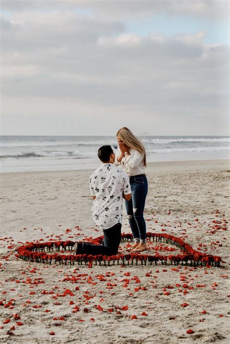 Romantic Marriage Proposal At Del Mar Beach California Wedding