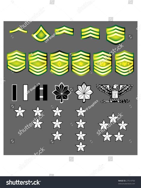 Us Army Rank Insignia For Officers And Enlisted In Vector Stock Image