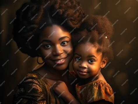 Premium Ai Image African American Mother And Daughter Smiling Happily Generative Ai
