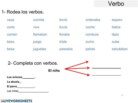 Ejercicio De El Verbo Worksheets Verb Line Chart Texts Inflectional Endings Interactive