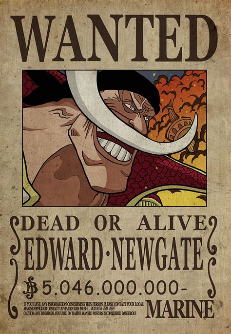 One Piece Wanted Poster WHITEBEARD Digital Art By Niklas Andersen Fine Art America