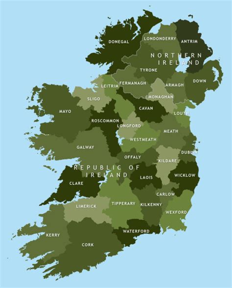 Map Of Irish Counties Royalty Free Editable Vector Map