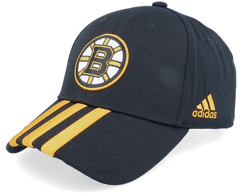 Boston Bruins 3 Stripe Structural Nhl Black Adjustable Adidas Cap