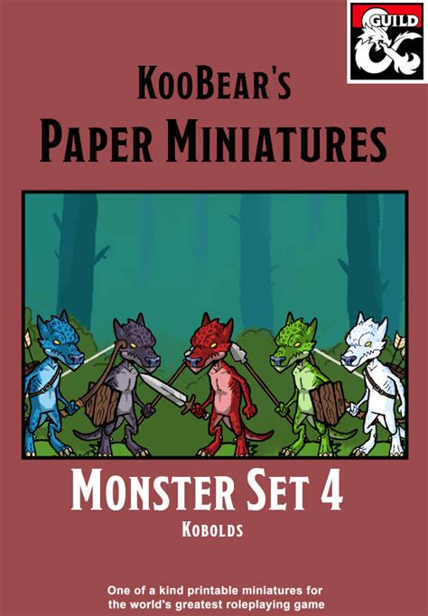 Monster Set 4 Kobolds Koobears Paper Miniatures Dungeon Masters