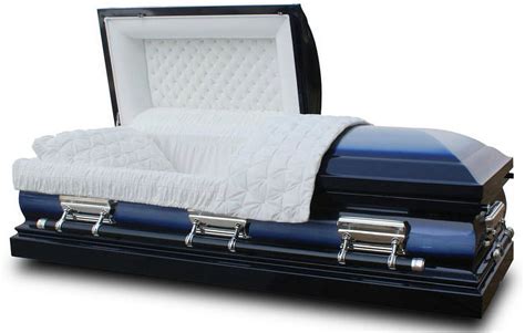 Overnight Caskets Funeral Casket Lincoln Blue With White Interior