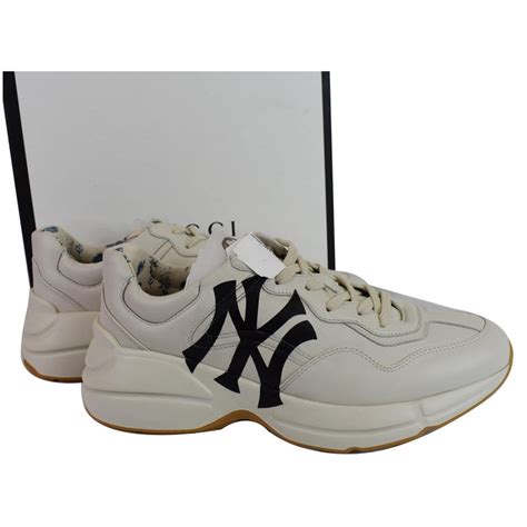 Gucci Rhyton Ny Yankees Leather Sneakers White 548638 Us 7
