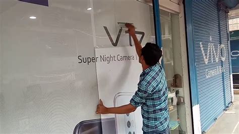 Vivo V17 Branding L How To One Way Vision Sticker Pasting In Glass L