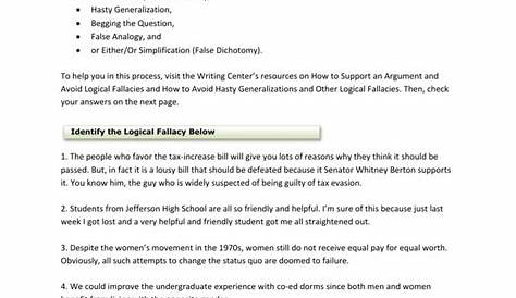Name That Logical Fallacy Worksheet — db-excel.com