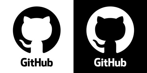 Github Logo Git Hub Icon With Text On White And Black Background