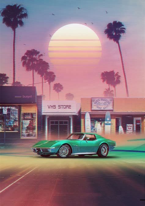 Synthwave Sunset Drive Photographic Print By Dennybusyet