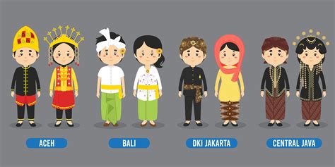 Personnage Dans Différents Costumes Traditionnels Indonésiens 4999721