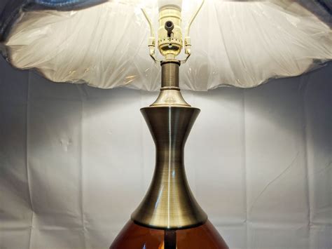 Vintage Amber Glass Hollywood Regency Lamp Lamp Shade Pro