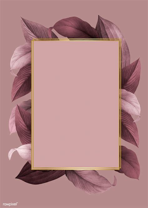 Download Free Illustration Of Golden Frame On A Pink Leafy Background