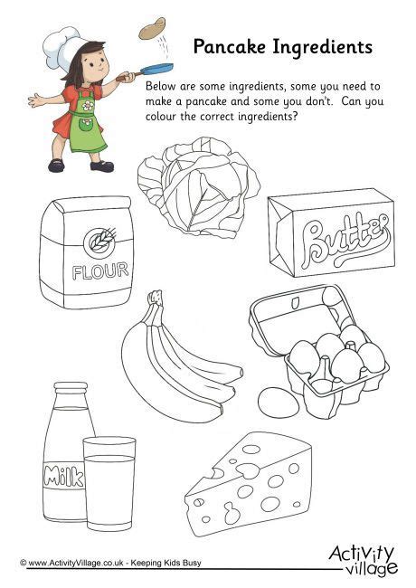 Shrove tuesday is the day before ash wednesday (the first day of lent), observed in many christian countries through participating in confession and absolution. Pancake Ingredients Colouring Worksheet | Pancakes ...