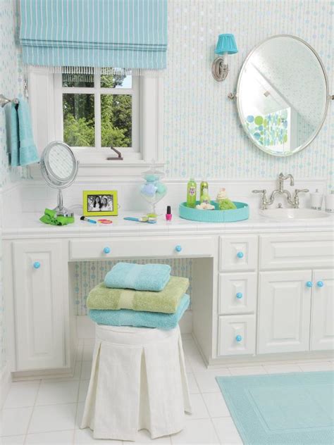 Only i, being the completely crazy woman that i am, would… Turquoise and White Teen Bathroom | HGTV