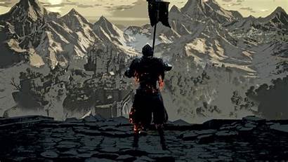 Dark Souls Warrior Snow Flag Mountain Covered
