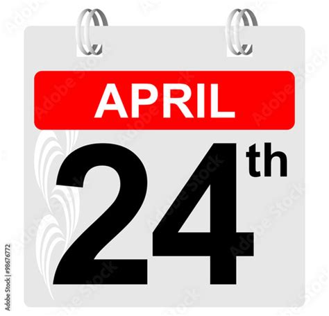 24th April Calendar With Ornament Stock Image And Royalty Free Vector