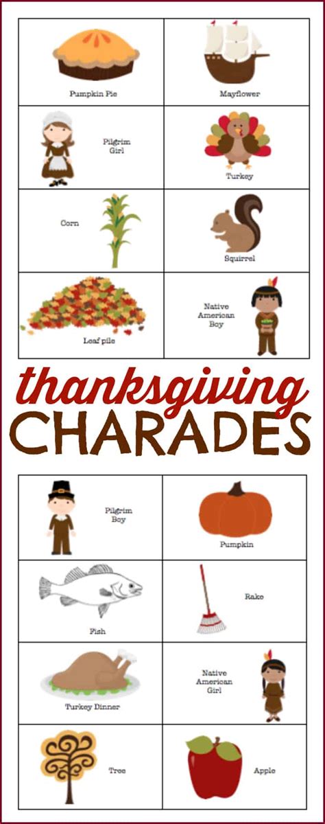 Thanksgiving Charades I Can Teach My Child