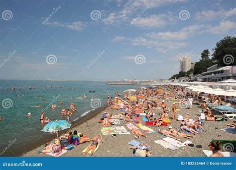 The City Beach In The City Of Sochi With A Large Number Of People