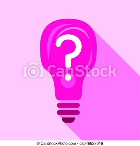 pink light bulb with question mark inside icon flat illustration of pink light bulb with