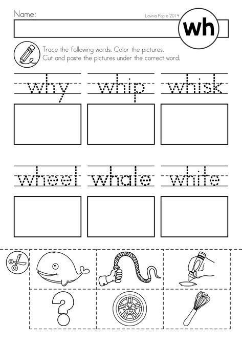 Free Digraph Wh Phonics Word Work Multiple Phonograms Cut And Paste