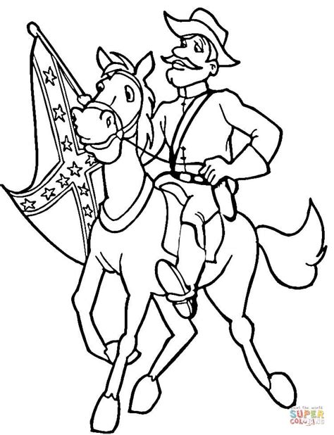 Confederate Soldier With Flag Coloring Page Free Printable Coloring Pages