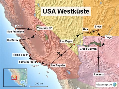 Stepmap Usa Westküste Landkarte Für Nordamerika