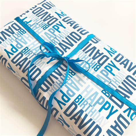 Personalised Birthday Wrapping Paper Blue Wrap Blue Etsy