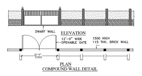 Compound Wall Design Plan And Elevation Cad Drawing Cadbull Vrogue